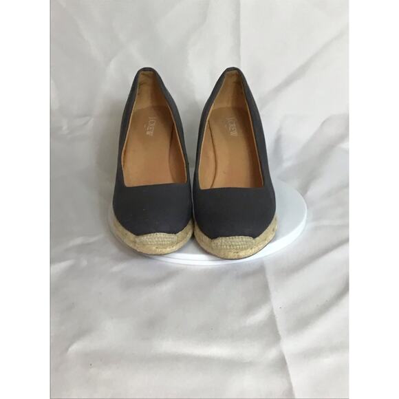 J Crew Women Fabric Wedge Espadrilles Sz. 8 Dark gray EUC (Litle Wear) leisure - Picture 4 of 9